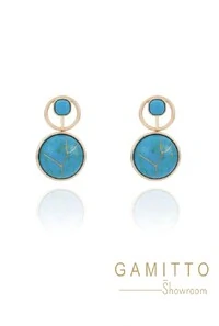 Brinco Turquesa em Banho Ouro