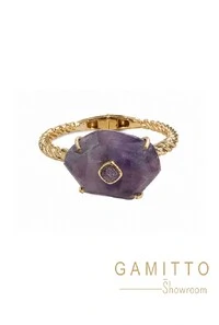 Bracelete Ametista em Banho Ouro