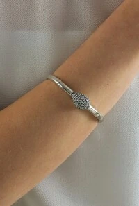 Pulseira Cristais em Banho Prata Vintage