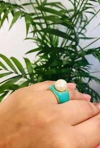 Anel Pérola em Banho de Ouro