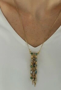 Colar Cristais em Banho Ouro Vintage