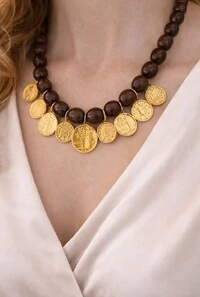 Colar Medalhas em Banho Ouro