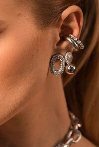 Brinco Cristais em Banho Prata