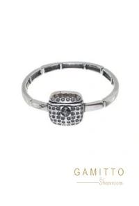 Pulseira Cristais em Banho Prata Vintage