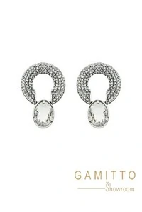 Brinco Cristais em Banho Prata Vintage