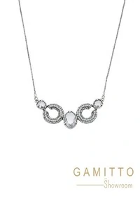 Colar Cristais em Banho Prata Vintage