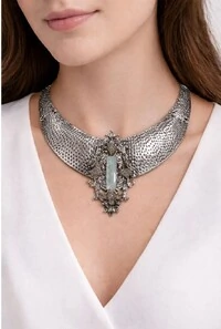 Colar Cristal em Banho Prata