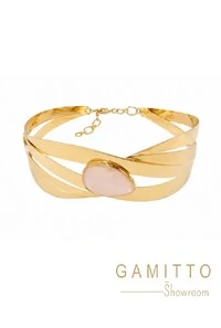 Gargantilha Pedra em Banho Ouro
