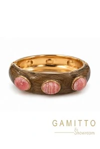 Bracelete Rodocrosita em Banho Ouro