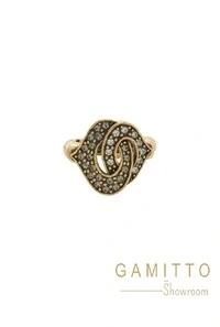 Anel Cristais em Banho Ouro Vintage