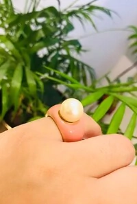 Anel Pérola em Banho Ouro