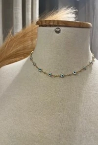 Colar Olho Grego em Banho Ouro