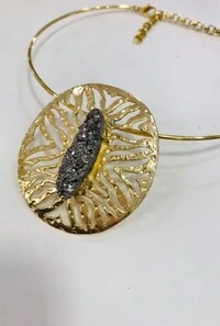 Gargantilha Drusa em Banho Ouro