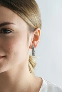 Brinco Cristais em Banho Prata Vintage