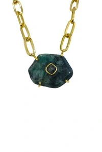 Colar Esmeralda em Banho Ouro