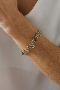 Pulseira Cristais em Banho Ouro Vintage