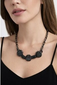 Colar Drusa em Banho Grafite