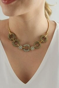 Colar Cristais em Banho Ouro Vintage