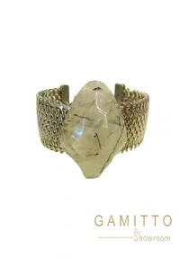 Bracelete Quartzo Rutilado em Banho Prata