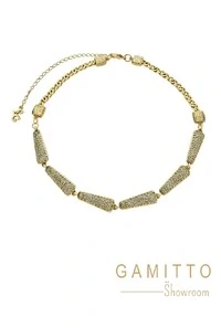 Colar Cristais em Banho Ouro Vintage