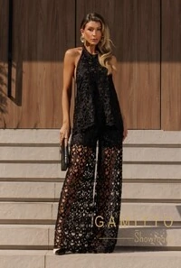 Calça em Guipir Com Transparência