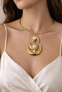 Gargantilha Pérola em Banho Ouro