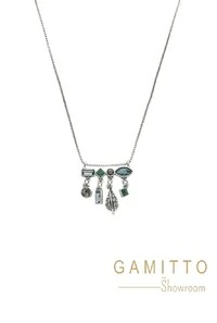 Colar Cristais em Banho Prata Vintage