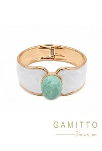 Bracelete Pedra Esmaltado em Banho Ouro