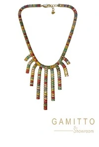 Colar Cristais em Banho Ouro