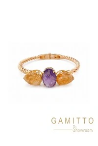 Bracelete Pedra Natural em Banho Ouro