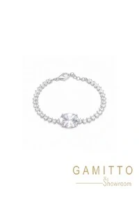 Pulseira Cristais em Banho Prata