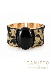 Bracelete Ônix em Banho Ouro