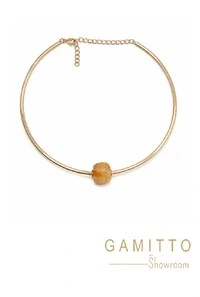 Gargantilha Citrino em Banho Ouro