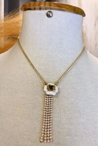 Colar Cristais em Banho Ouro