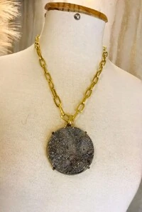 Colar Drusa em Banho Ouro