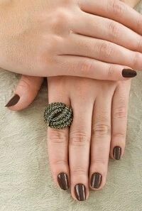 Anel Cristais em Banho Ouro Vintage