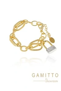 Pulseira Cristais em Banho Ouro