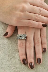 Kit Anéis Cristais em Banho Prata Vintage