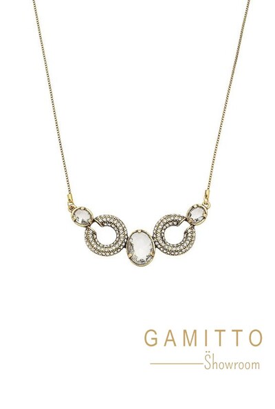 Foto Colar Cristais em Banho Ouro Vintage