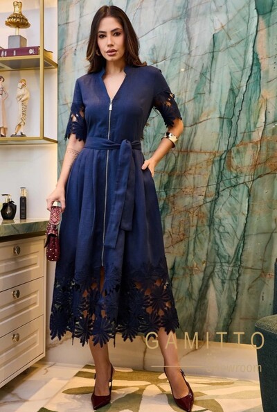 Foto Vestido Linho com Entremeio