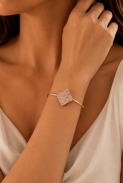 Foto Bracelete Drusa em Banho Ouro