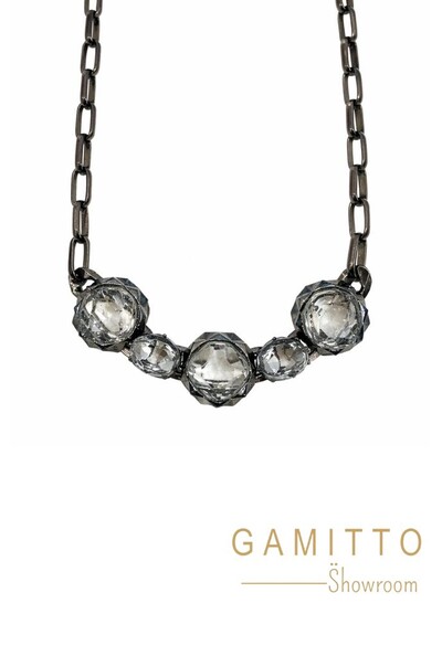 Foto Colar Cristais em Banho Grafite