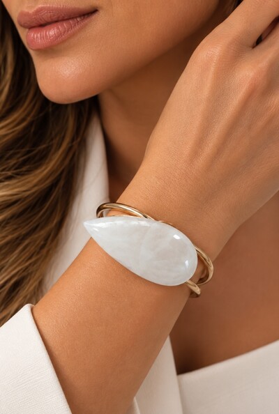 Foto Bracelete Pedra Natural em Banho Ouro