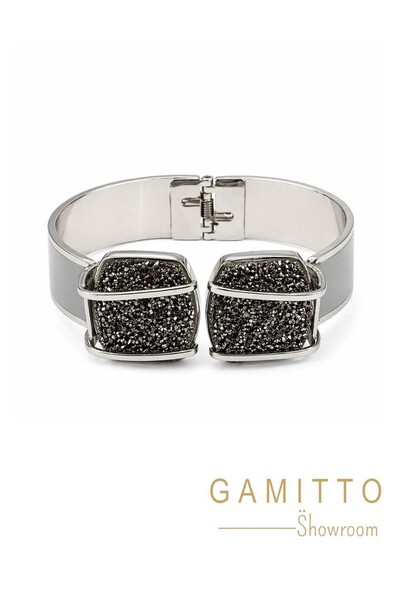 Foto Bracelete Drusa em Banho Prata