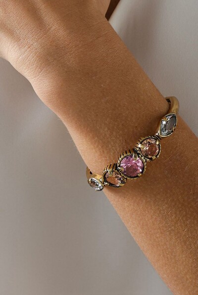 FotoBracelete Cristais em Banho Ouro Vintage