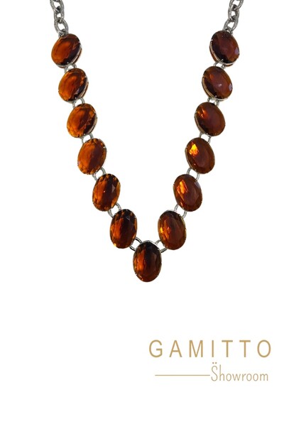 Foto Colar Cristais em Banho Prata