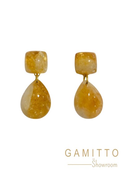 Foto Brinco Citrino em Banho Ouro