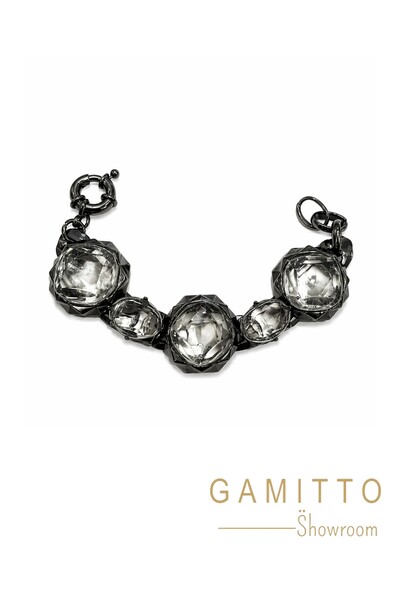 Foto Pulseira Cristais em Banho Grafite