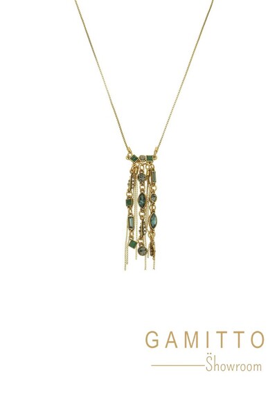 Foto Colar Cristais em Banho Ouro Vintage