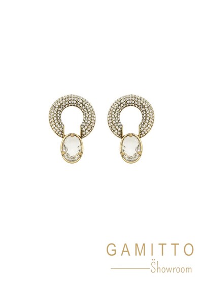 Foto Brinco Cristais em Banho Ouro Vintage